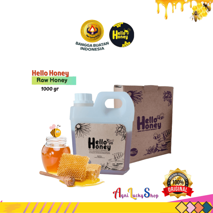 Raw Honey Asli Murni Hello Honey 1000 gr